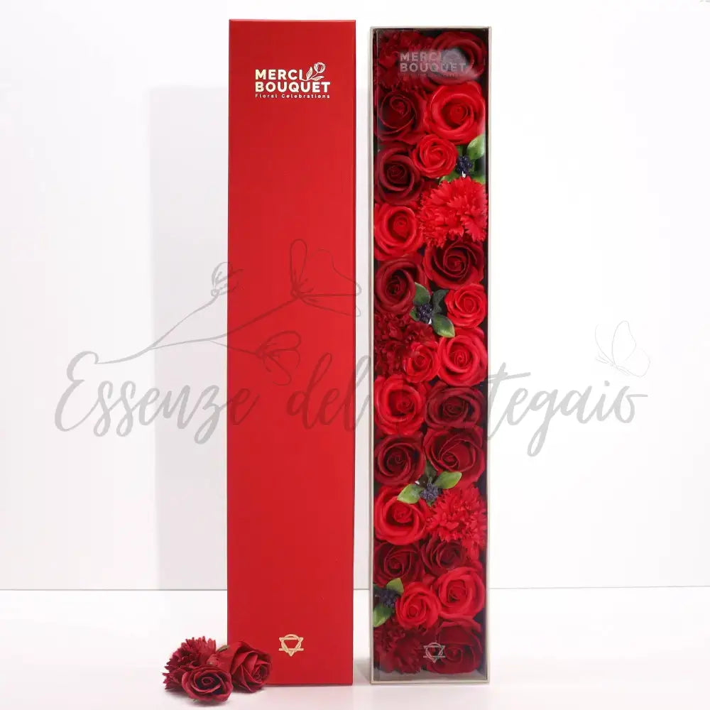 Fiori di Sapone Rose Rosse - Conf. Extra Lunga - Soap Flowers Gift Boxes