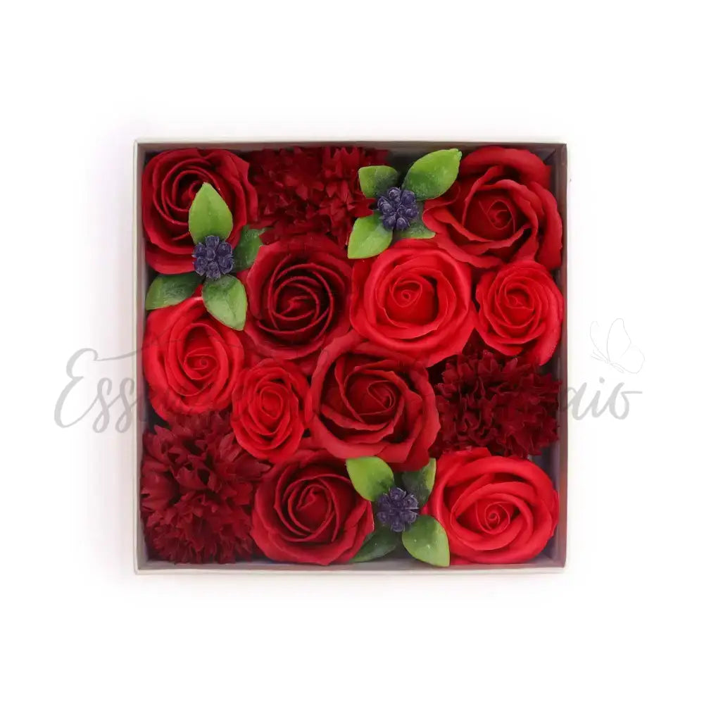 Fiori di Sapone Rose Rosse - Conf. Quadrata - Soap Flowers Gift Boxes