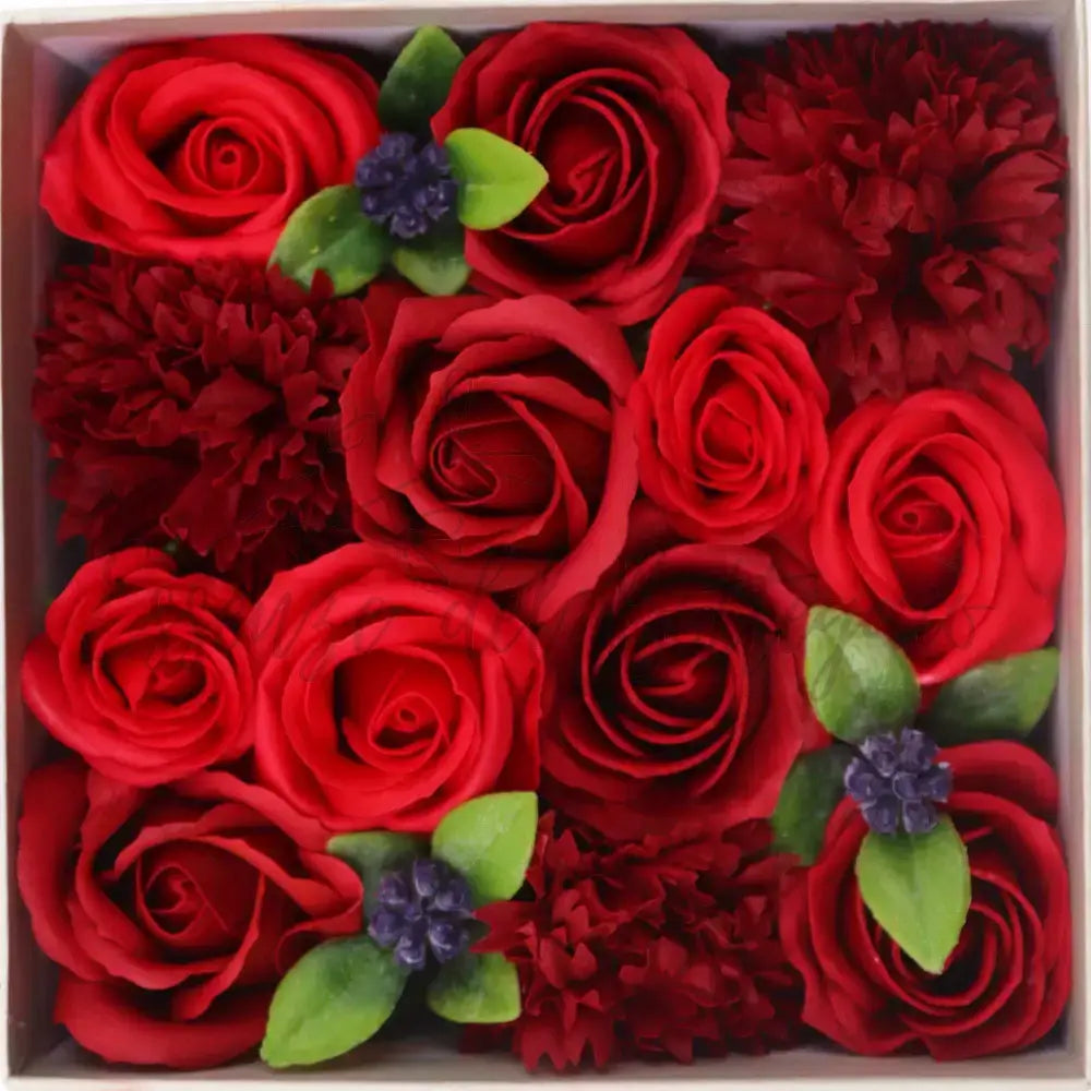 Fiori di Sapone Rose Rosse - Conf. Quadrata - Soap Flowers Gift Boxes