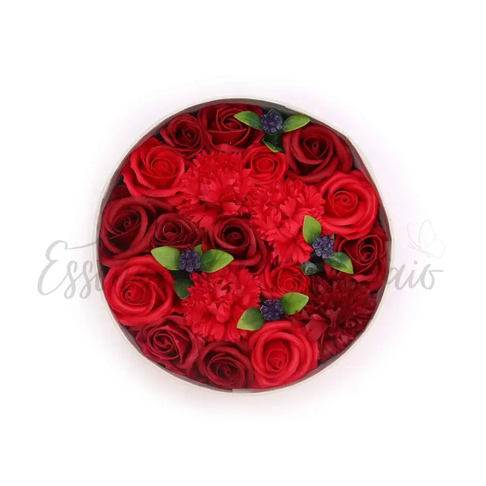 Fiori di Sapone Rose Rosse - Conf. Rotonda - Soap Flowers Gift Boxes