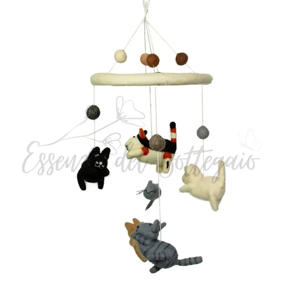 Giostrina in Feltro - Gatti e Topo - Handmade Felt Mobiles
