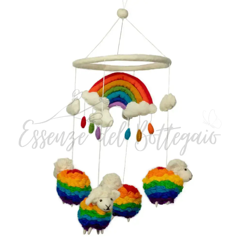 Giostrina in Feltro - Pecore Arcobaleno - Handmade Felt Mobiles