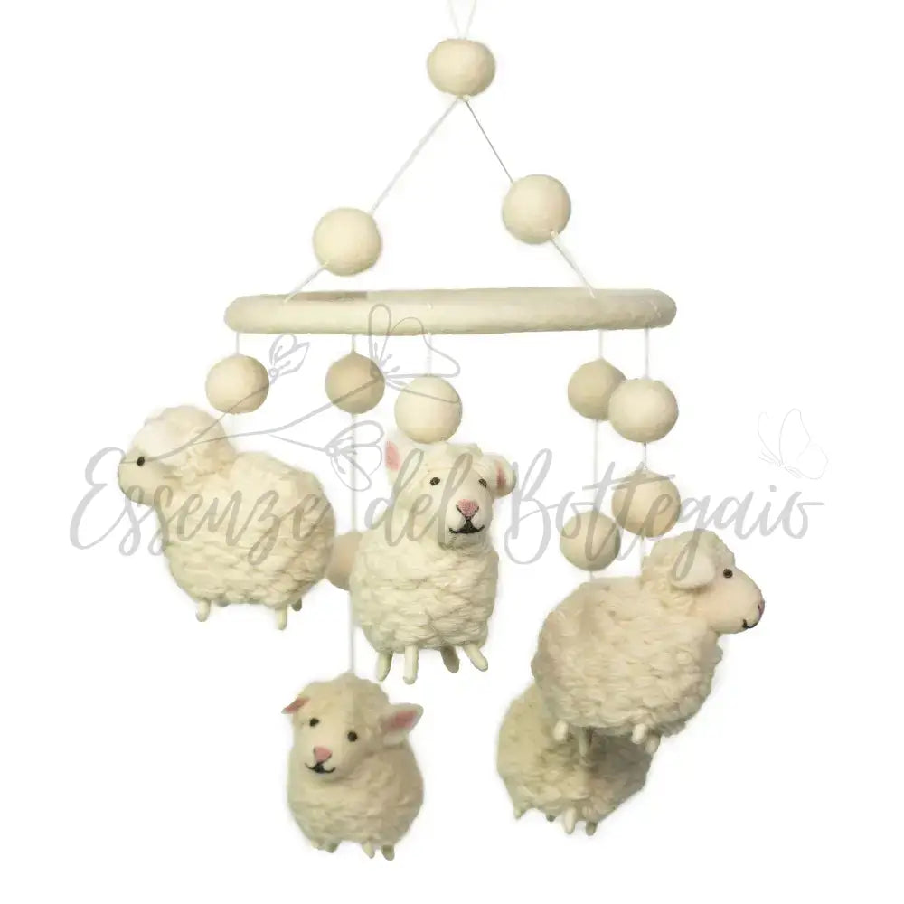 Giostrina in Feltro - Pecore Bianche - Handmade Felt Mobiles