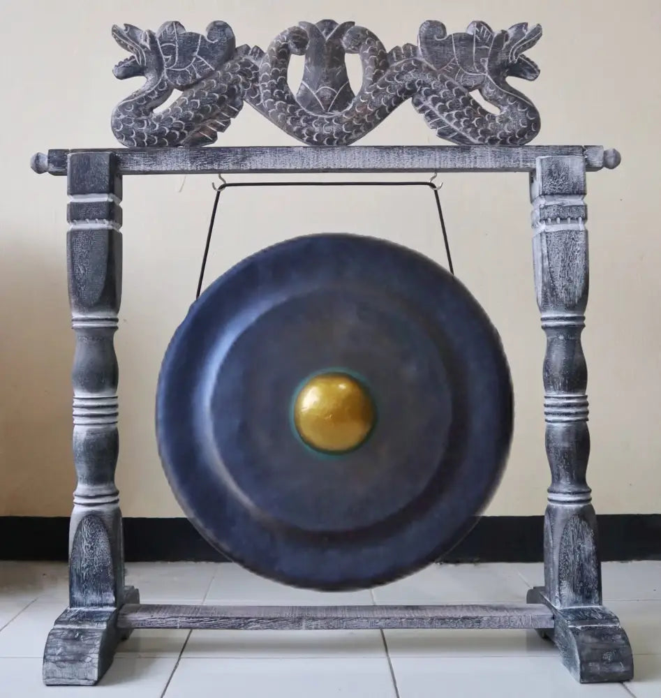 Grande Gong su Base - 80cm - Marrone e Nero - Handmade Healing Gong