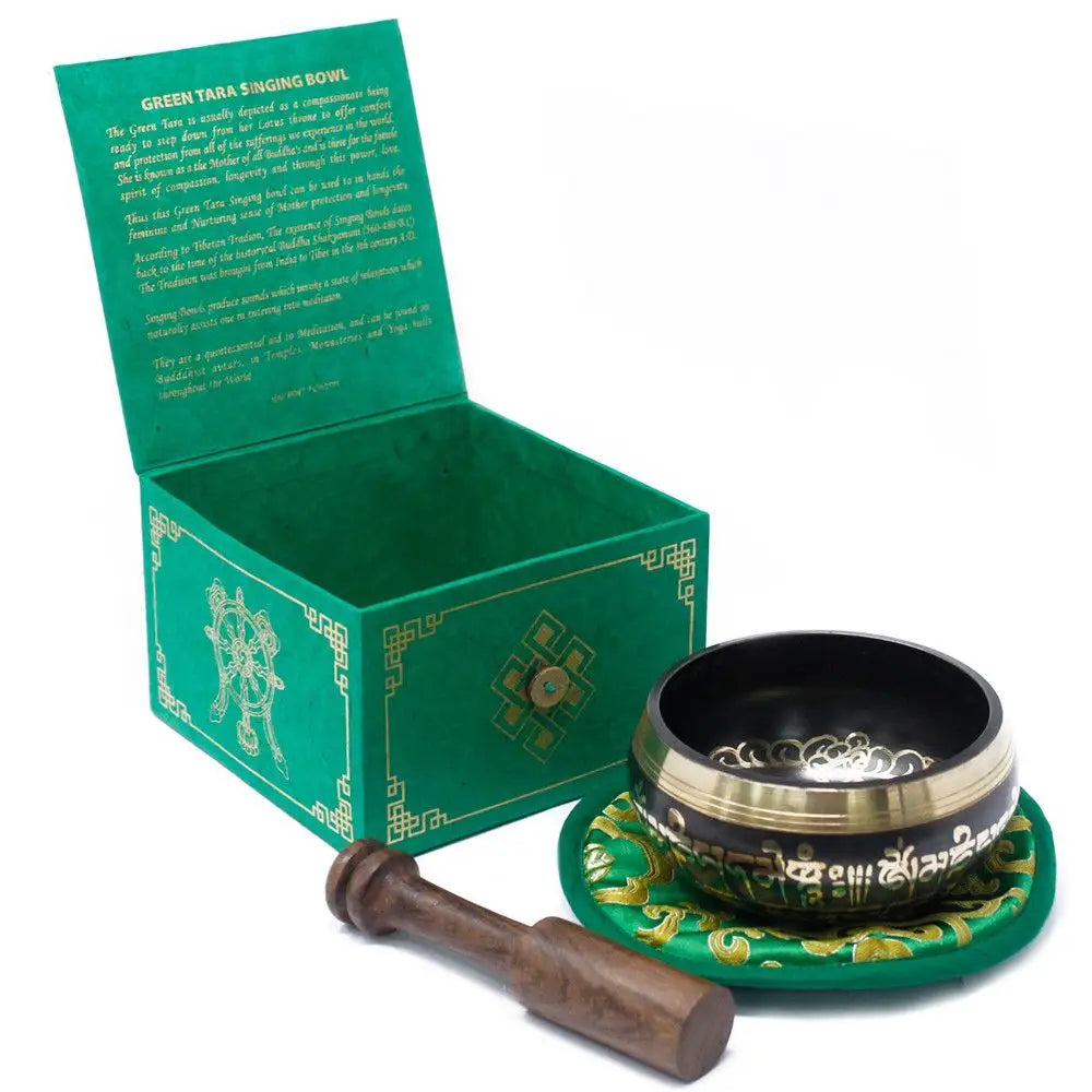 Green Tara Singing Bowl Set 10cm (min 380gm) - Tibetan Singing Bowl Sets