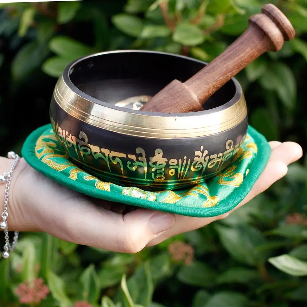 Green Tara Singing Bowl Set 10cm (min 380gm) - Tibetan Singing Bowl Sets