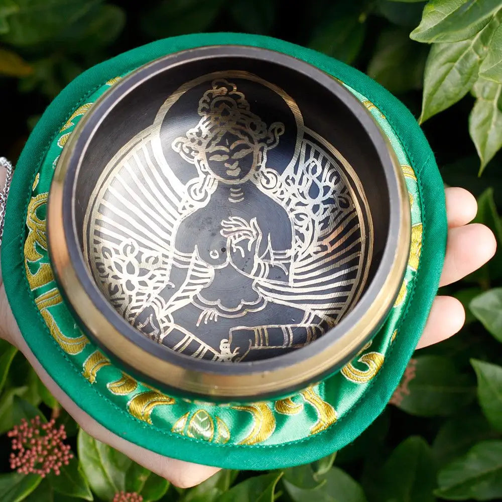 Green Tara Singing Bowl Set 10cm (min 380gm) - Tibetan Singing Bowl Sets