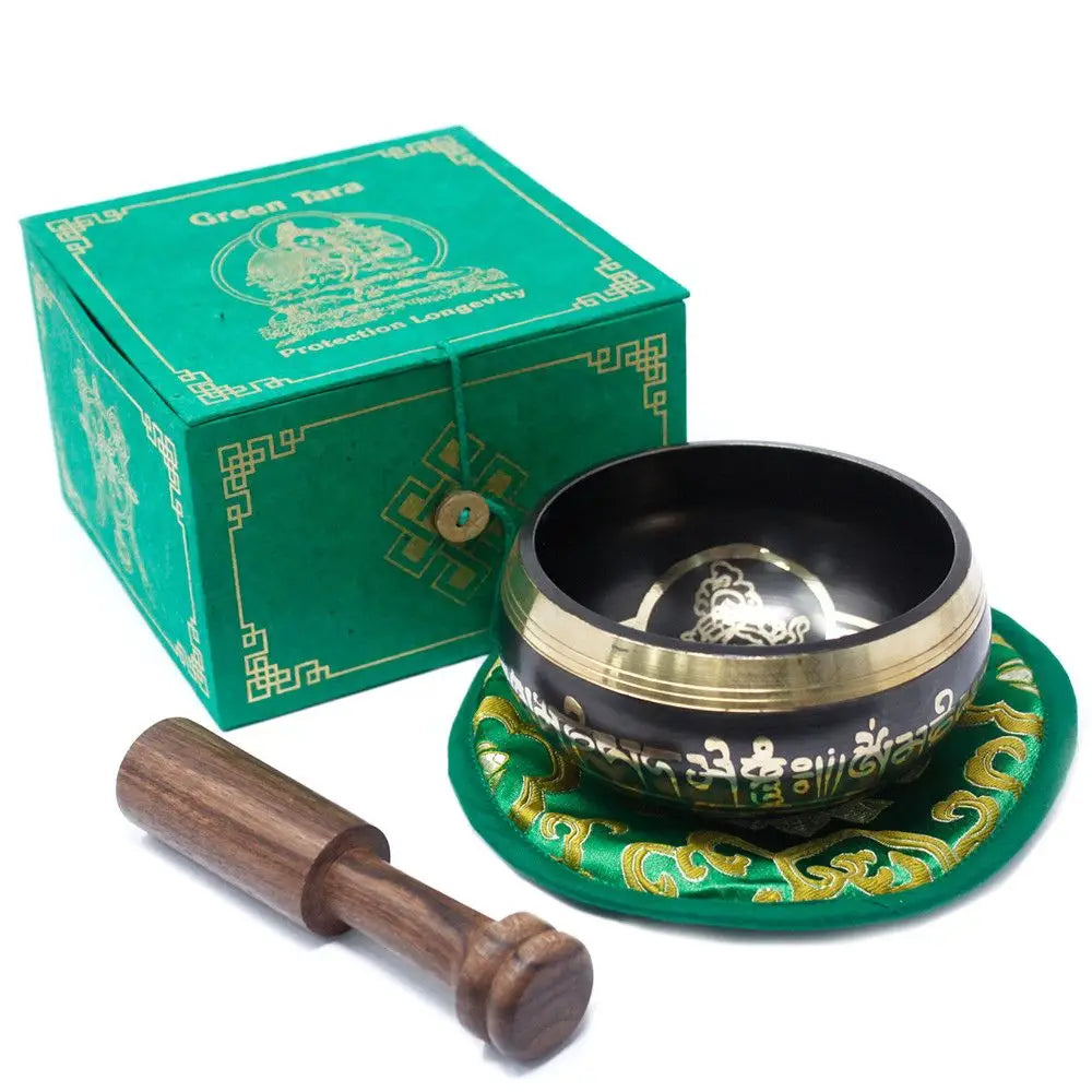 Green Tara Singing Bowl Set 10cm (min 380gm) - Tibetan Singing Bowl Sets