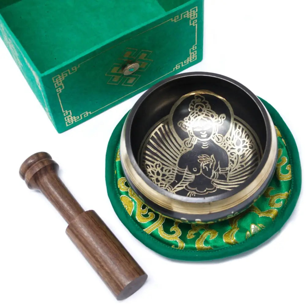Green Tara Singing Bowl Set 10cm (min 380gm) - Tibetan Singing Bowl Sets