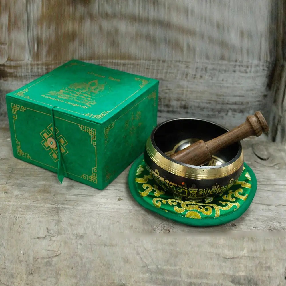 Green Tara Singing Bowl Set 10cm (min 380gm) - Tibetan Singing Bowl Sets
