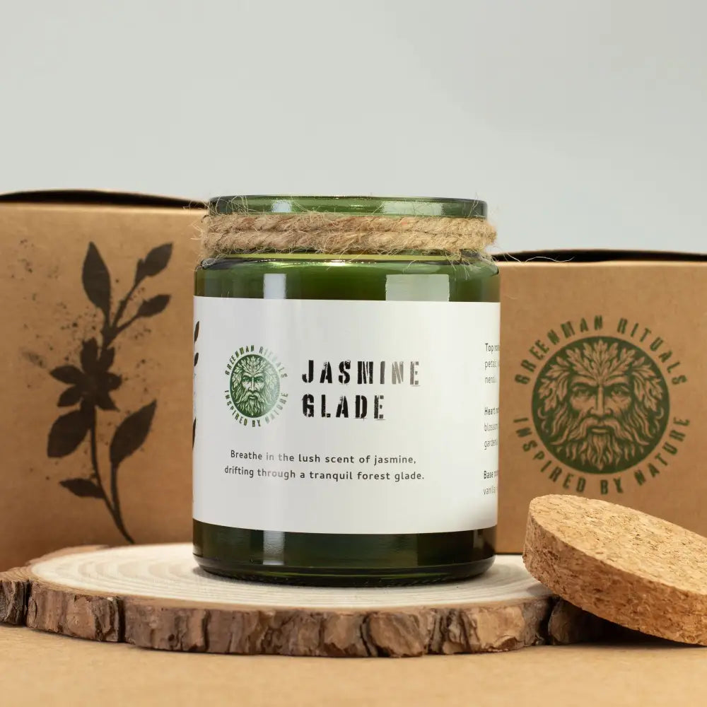 Candela di Soia con Stoppino in Legno – Radura di Gelsomino - Greenman Rituals Woodwick Soy Candles