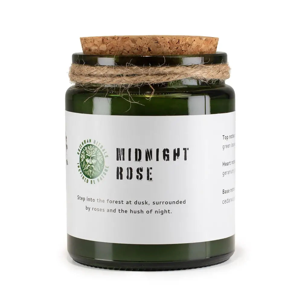 Candela di Soia con Stoppino in Legno – Rosa di Mezzanotte - Greenman Rituals Woodwick Soy Candles
