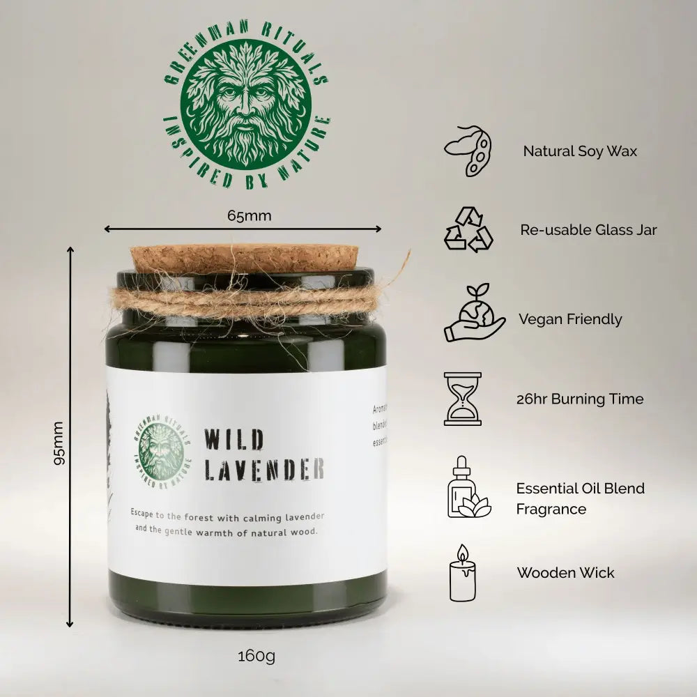 Candela di Soia con Stoppino in Legno – Rosa di Mezzanotte - Greenman Rituals Woodwick Soy Candles