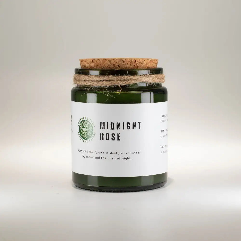 Candela di Soia con Stoppino in Legno – Rosa di Mezzanotte - Greenman Rituals Woodwick Soy Candles
