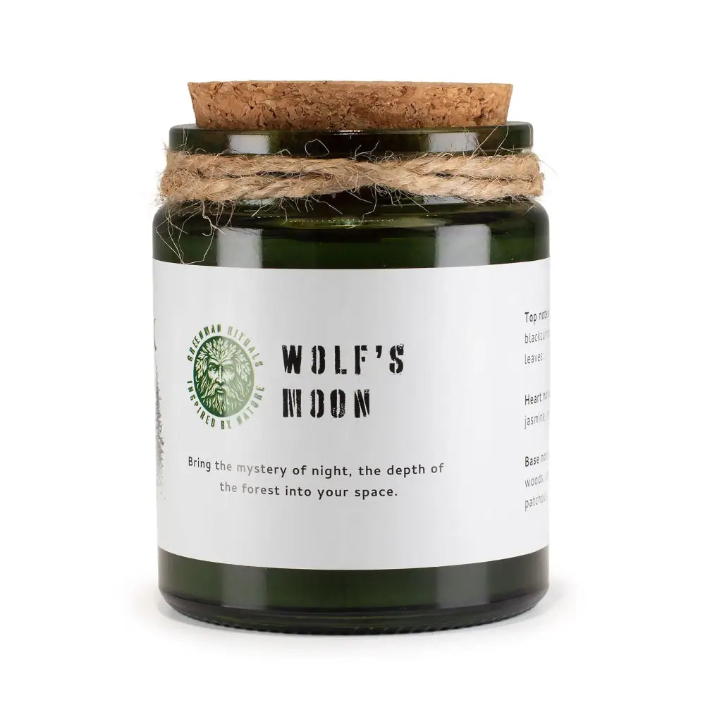 Candela di Soia con Stoppino in Legno – Luna del Lupo - Greenman Rituals Woodwick Soy Candles