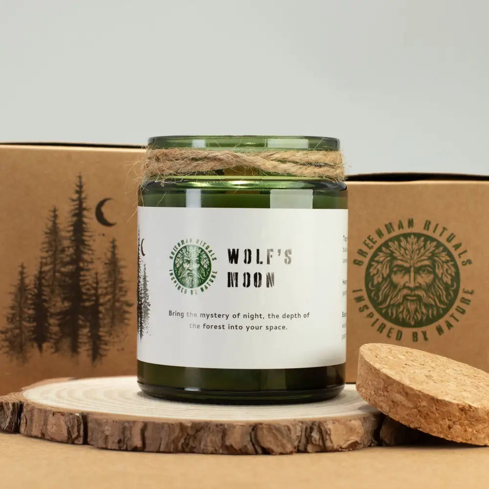 Candela di Soia con Stoppino in Legno – Luna del Lupo - Greenman Rituals Woodwick Soy Candles
