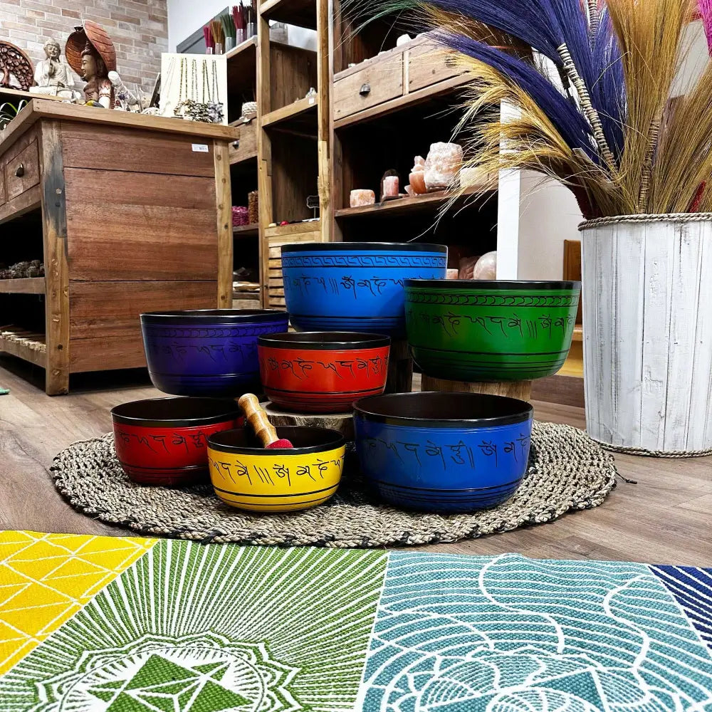 Large Chakra Set of Seven Singing Bowls (19.5-35cm) - Tibetan Singing Bowls