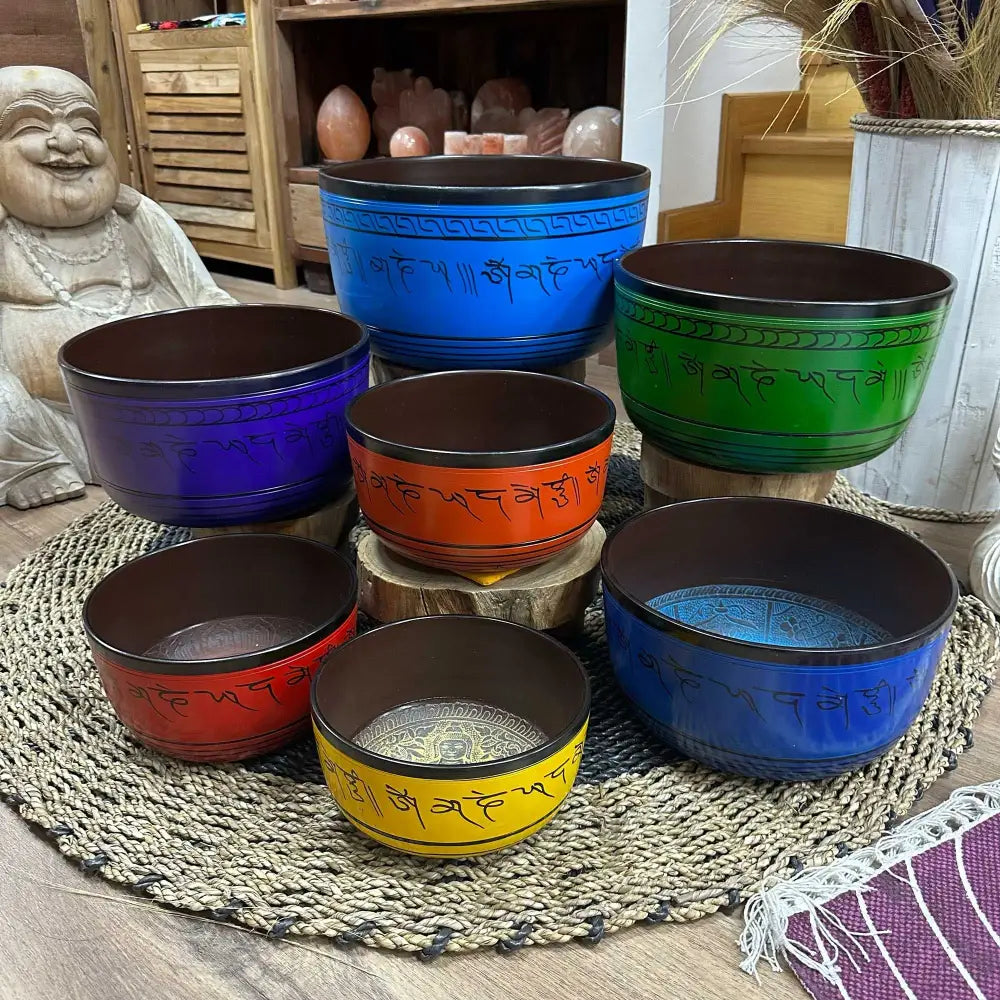 Large Chakra Set of Seven Singing Bowls (19.5-35cm) - Tibetan Singing Bowls