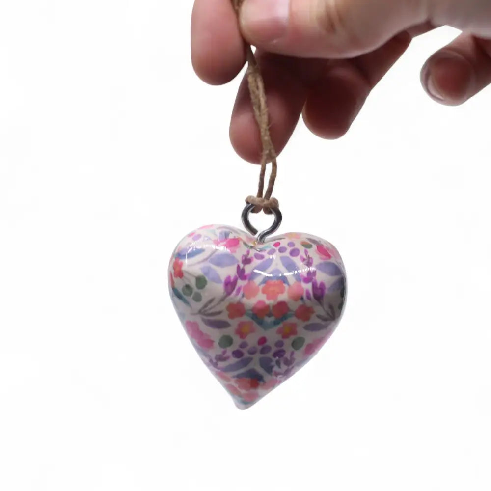 Large Decor Wood Hearts - Pretty Floral - in Display Jar - Decor Wood Hearts