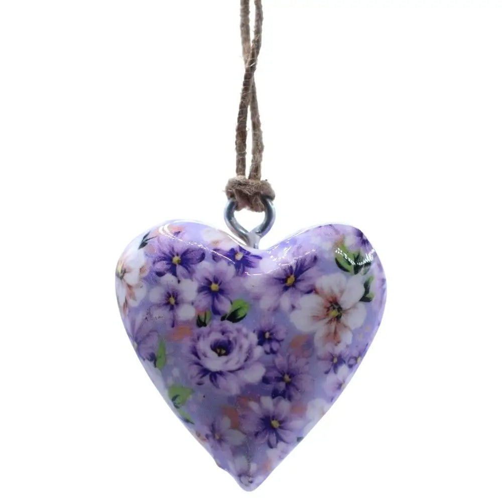 Large Decor Wood Hearts - Purple Flower - Decor Wood Hearts