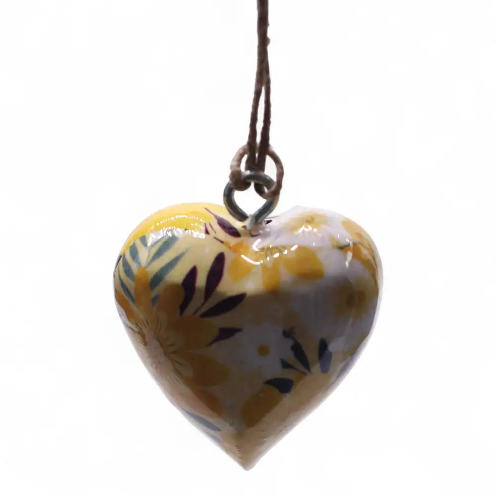 Large Decor Wood Hearts - Yellow Floral - Decor Wood Hearts