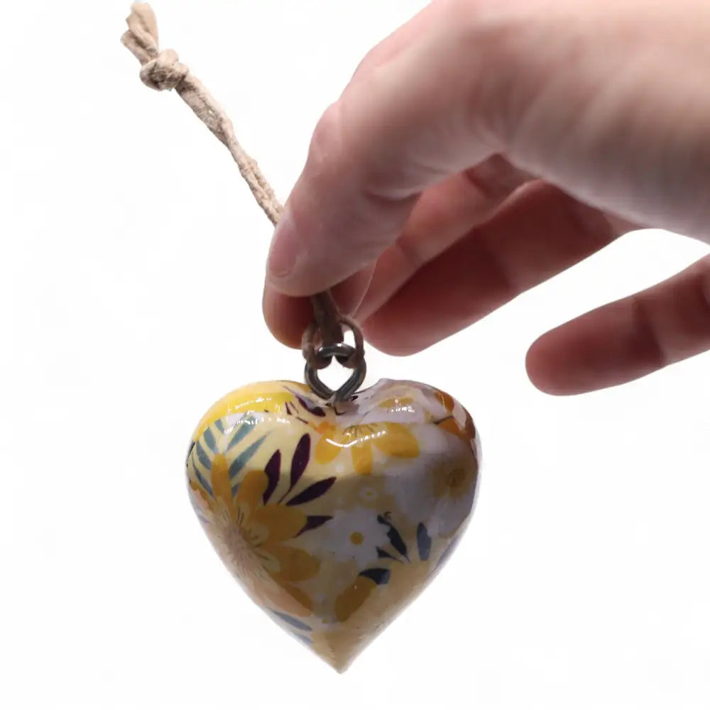 Large Decor Wood Hearts - Yellow Floral - Decor Wood Hearts