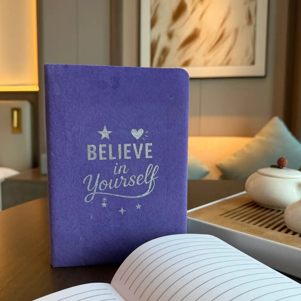 Lavender Velvet Notebook - 80 pages - Believe Yourself - Wellness & Gratitude Notebooks