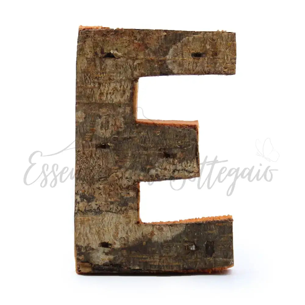 Lettere in Corteccia - ’E’ - 7cm - Rustic Bark Letters and Numbers Display