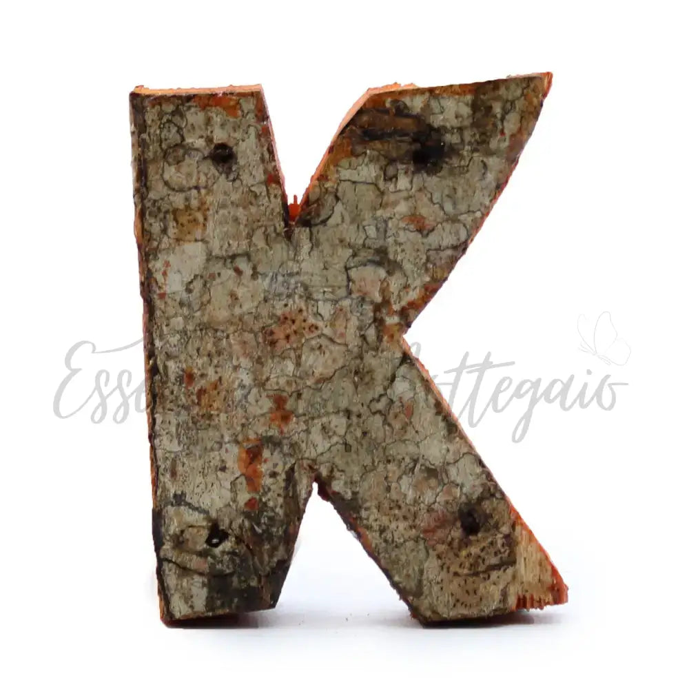 Lettere in Corteccia - ’K’ - 7cm - Rustic Bark Letters and Numbers Display
