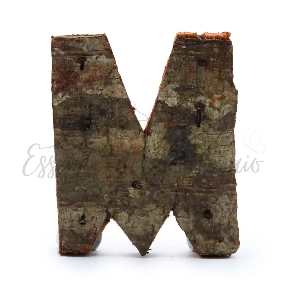 Lettere in Corteccia - ’M’ - 7cm - Rustic Bark Letters and Numbers Display