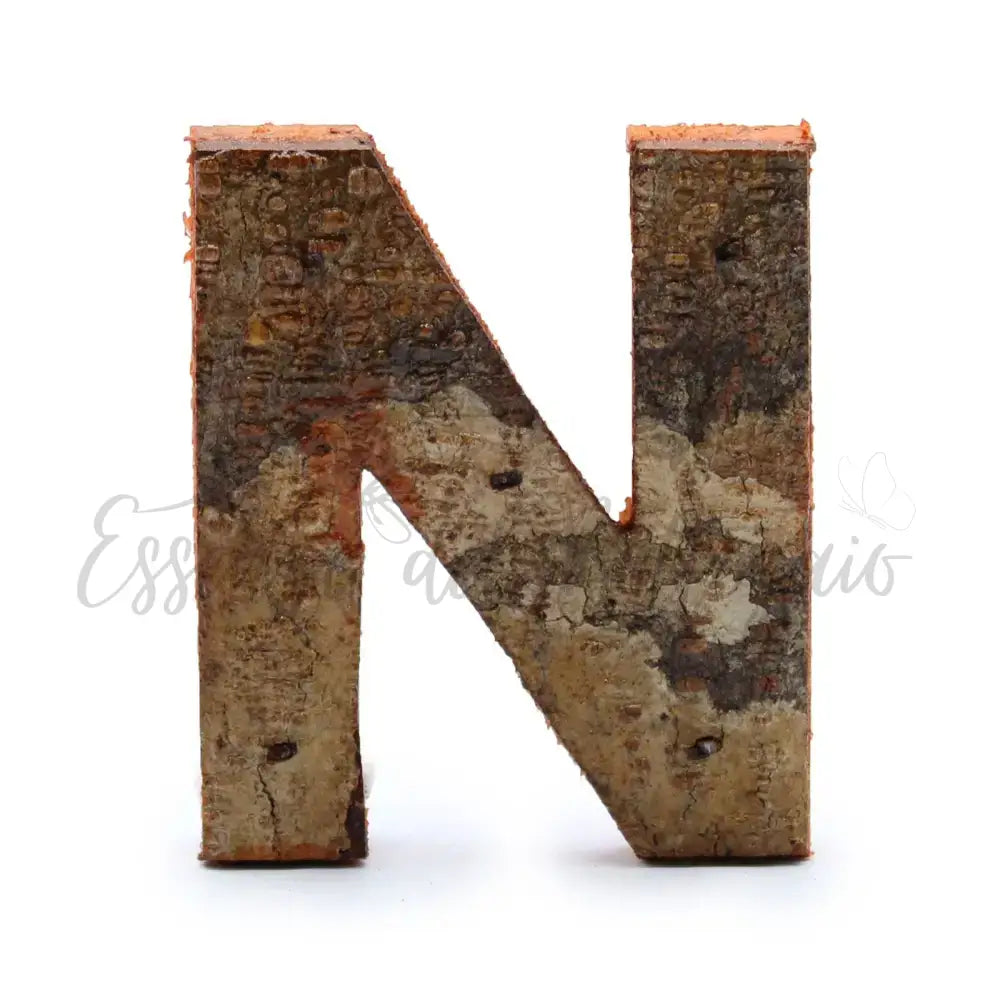 Lettere in Corteccia - ’N’ - 7cm - Rustic Bark Letters and Numbers Display