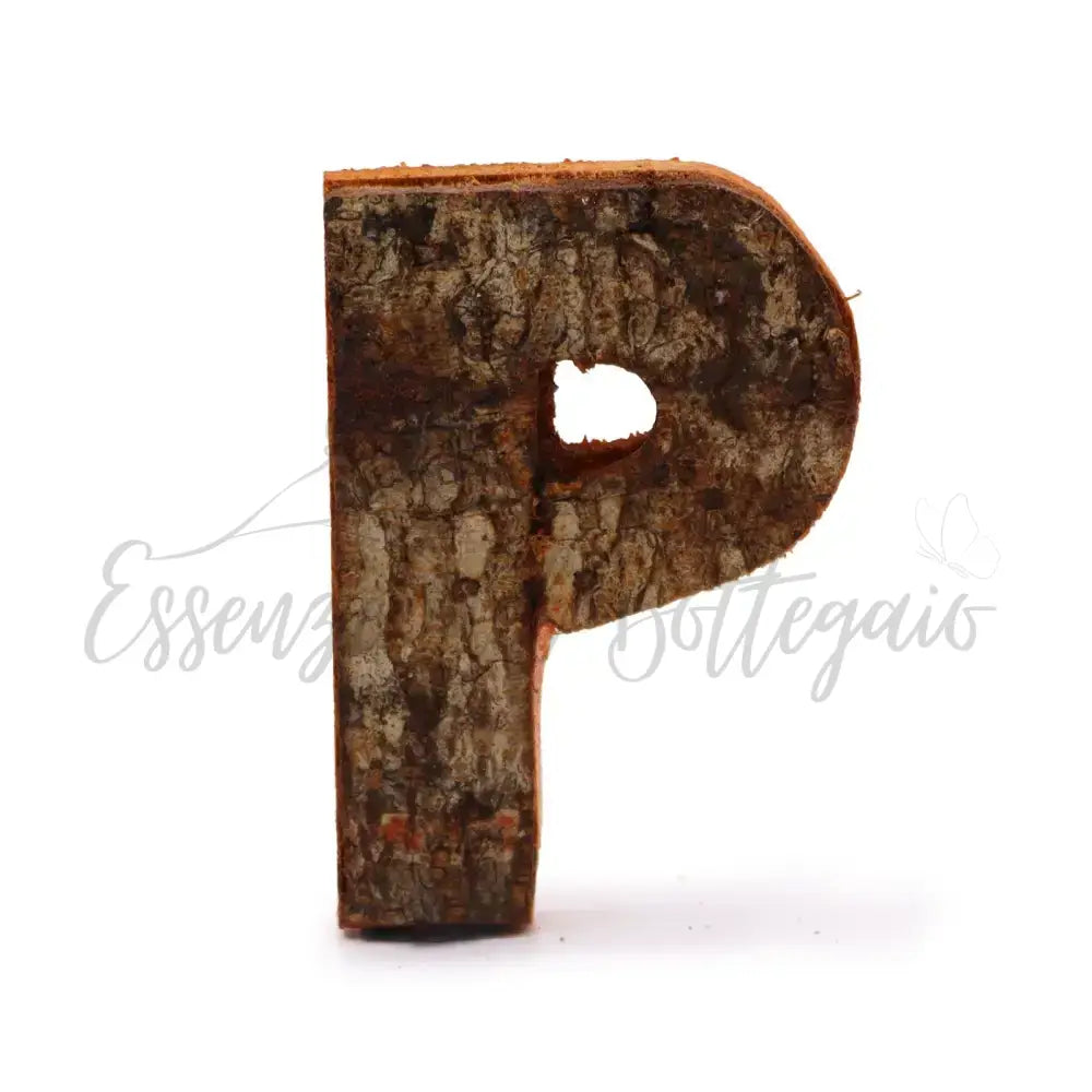 Lettere in Corteccia - ’P’ - 7cm - Rustic Bark Letters and Numbers Display