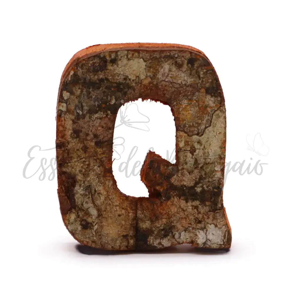 Lettere in Corteccia - ’Q’ - 7cm - Rustic Bark Letters and Numbers Display