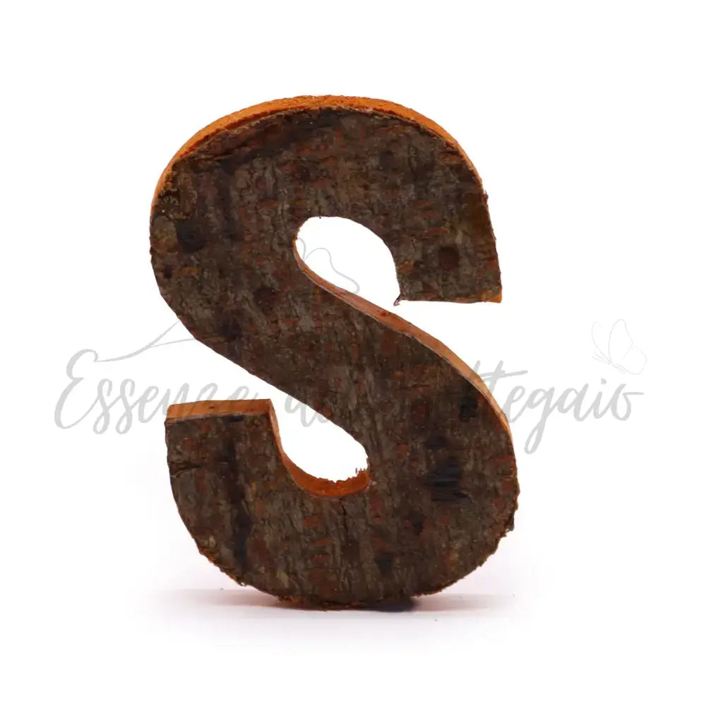 Lettere in Corteccia - ’S’ - 7cm - Rustic Bark Letters and Numbers Display