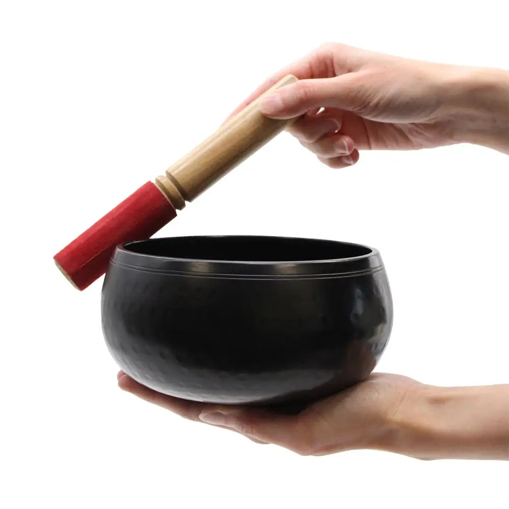 Lrg Black Beaten Bowl - 18cm - Tibetan Singing Bowls