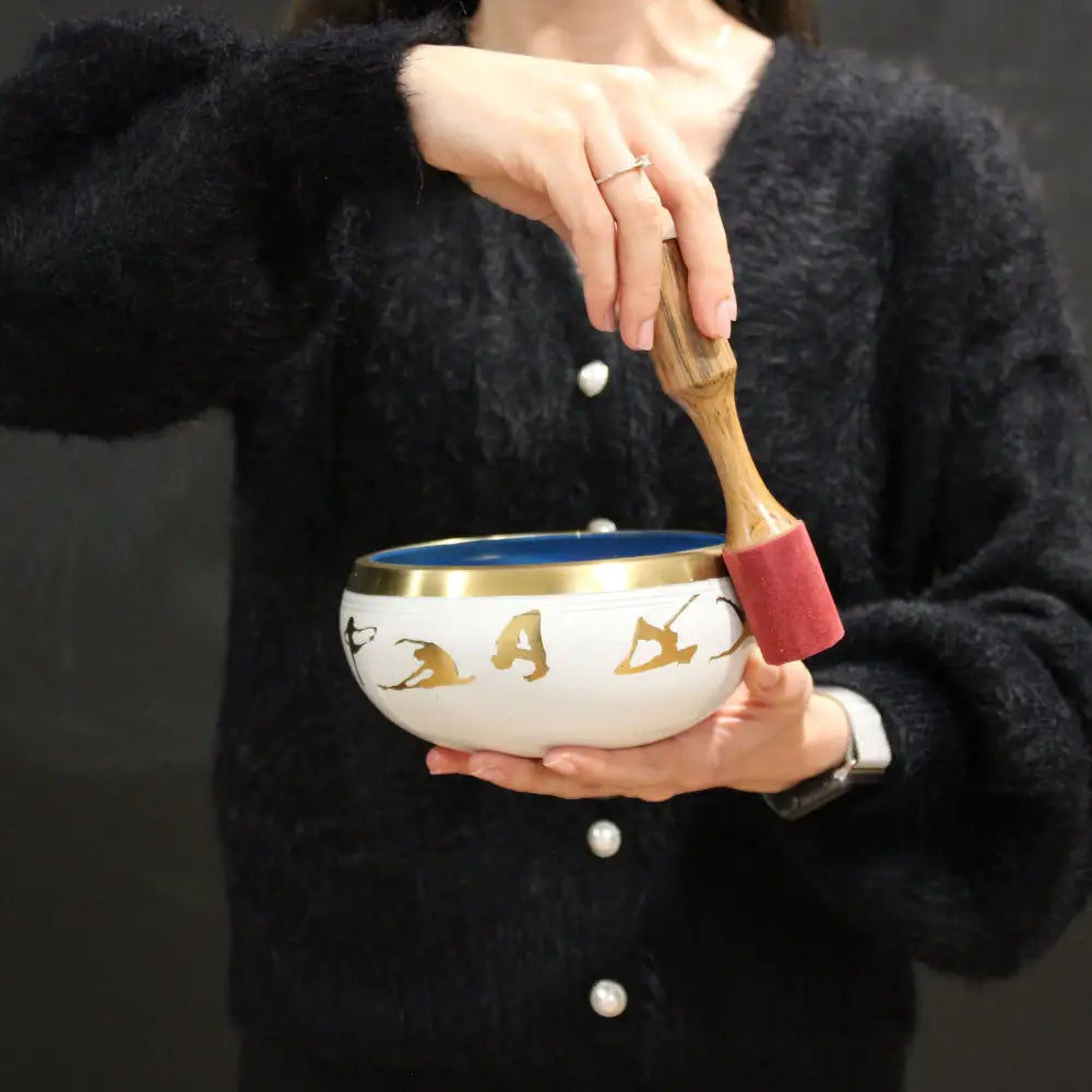 Lrg Buddha Singing Bowl Set- Black/Orange 14cm - Tibetan Singing Bowls