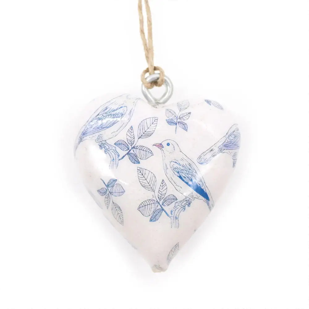 Lrg Decor Wood Heart - Blue Bird - Decor Wood Hearts