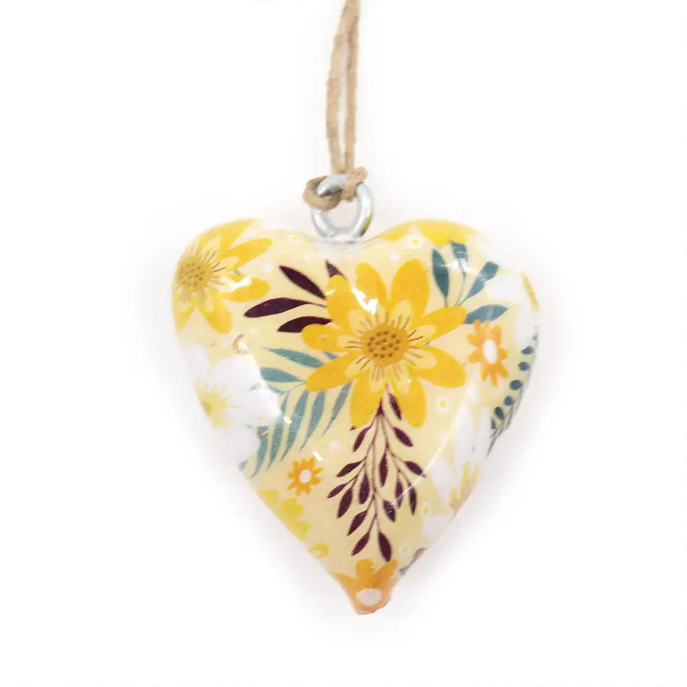 Lrg Decor Wood Heart - Yellow Floral - Decor Wood Hearts
