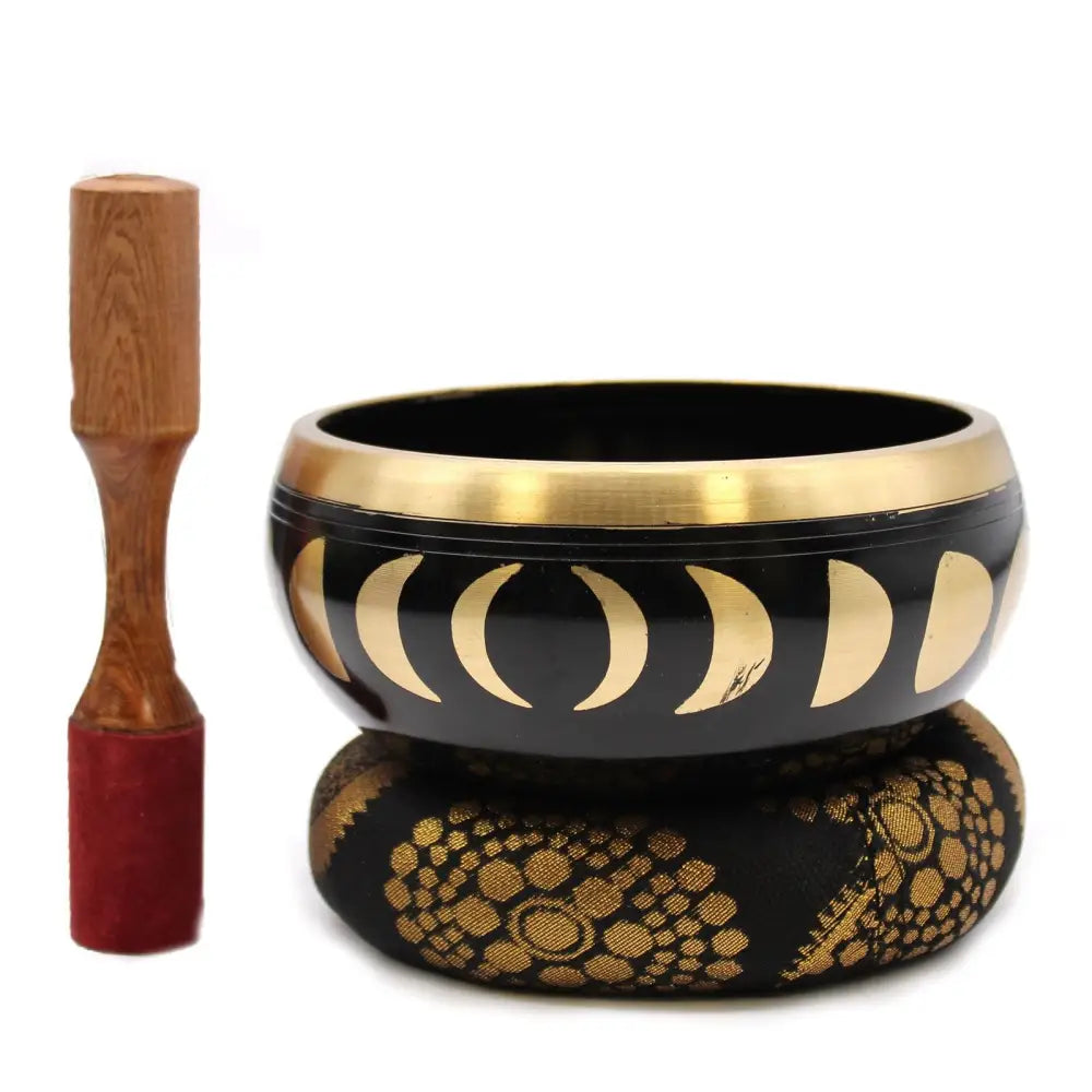 Lrg Moon Phase Singing Bowl Set- Black 14cm - Tibetan Singing Bowls