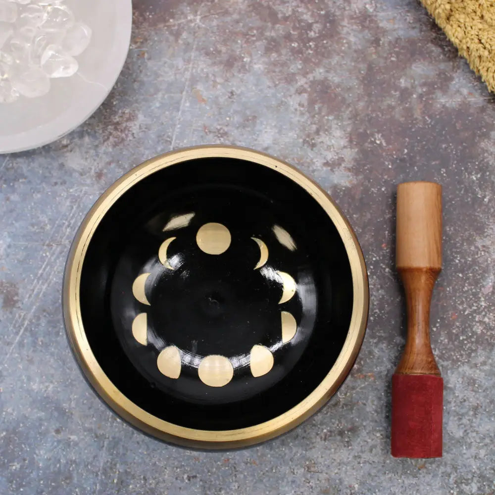 Lrg Moon Phase Singing Bowl Set- Black 14cm - Tibetan Singing Bowls