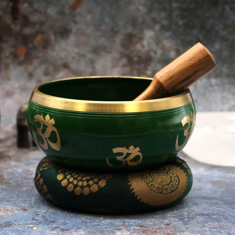 Lrg Tree of Life Singing Bowl Set- Green 14cm - Tibetan Singing Bowls
