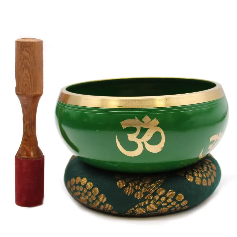 Lrg Tree of Life Singing Bowl Set- Green 14cm - Tibetan Singing Bowls