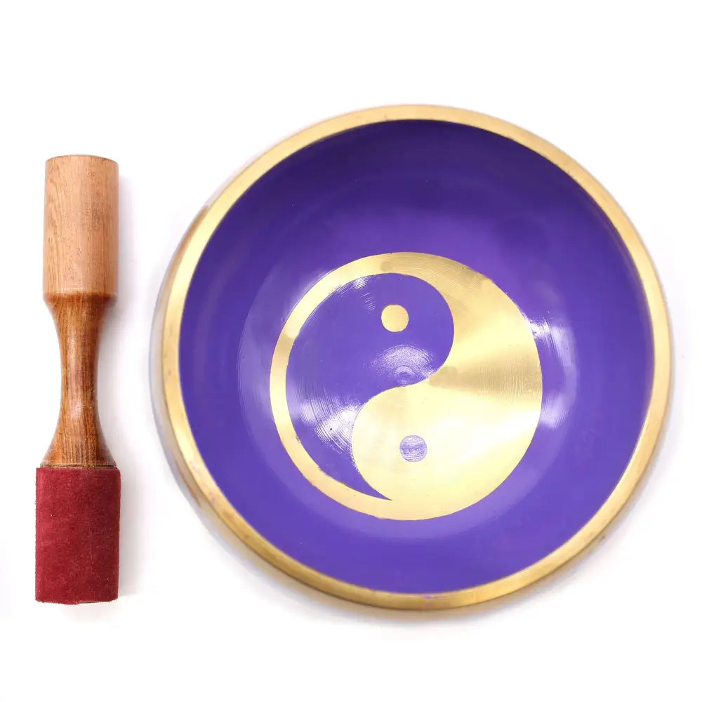 Lrg Yin & Yang Singing Bowl Set- White/Purple 14cm - Tibetan Singing Bowls