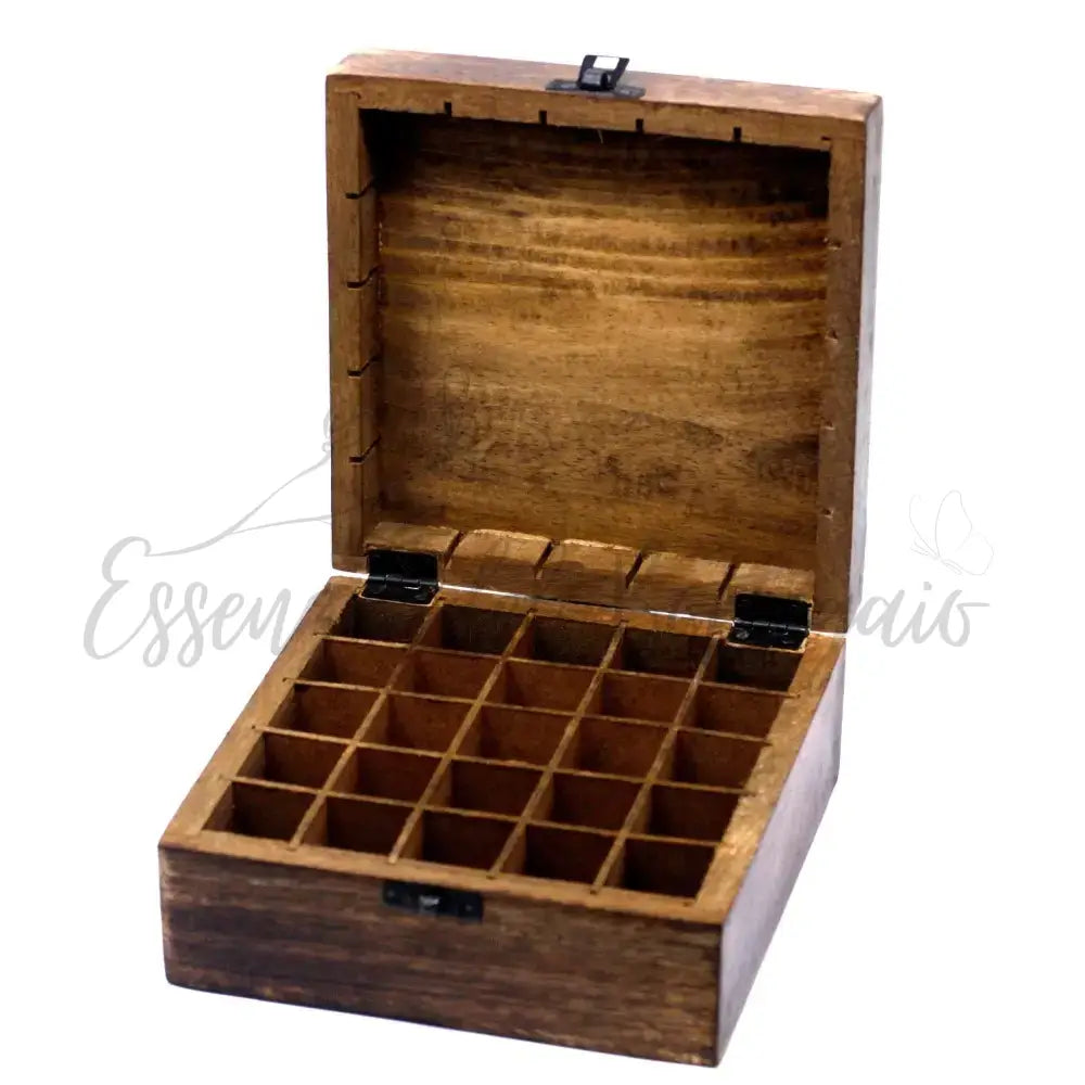 Mango box oli essenziali (25 scomparti) - Aromatherapy Floral Carved Boxes