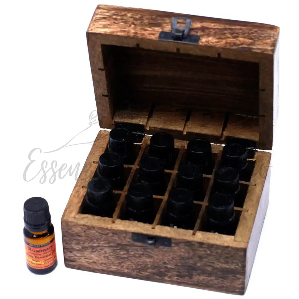 Mango box oli essenziali floreale (12 scomparti) - Aromatherapy Floral Carved Boxes