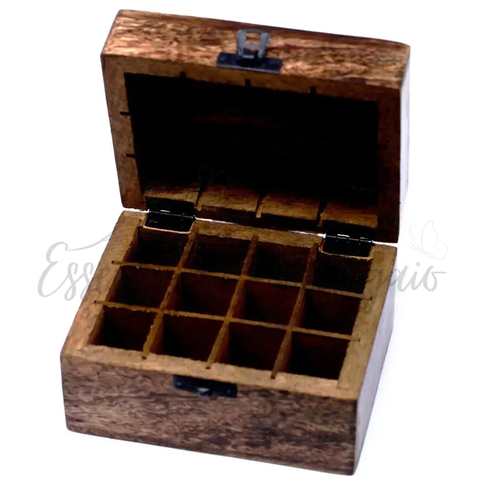 Mango box oli essenziali floreale (12 scomparti) - Aromatherapy Floral Carved Boxes