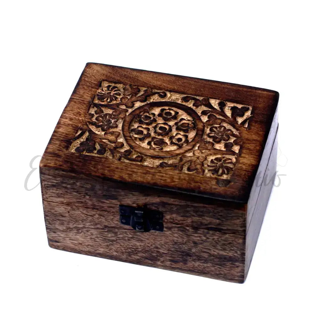 Mango box oli essenziali floreale (12 scomparti) - Aromatherapy Floral Carved Boxes