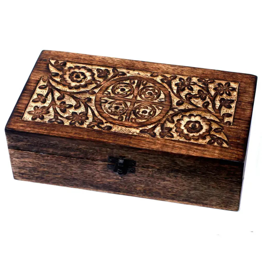 Mango box oli essenziali floreale (24 scomparti + 1) - Aromatherapy Floral Carved Boxes