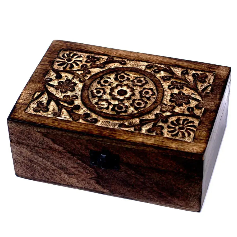 Mango Box oli essenziali floreale (24 scomparti) - Aromatherapy Floral Carved Boxes