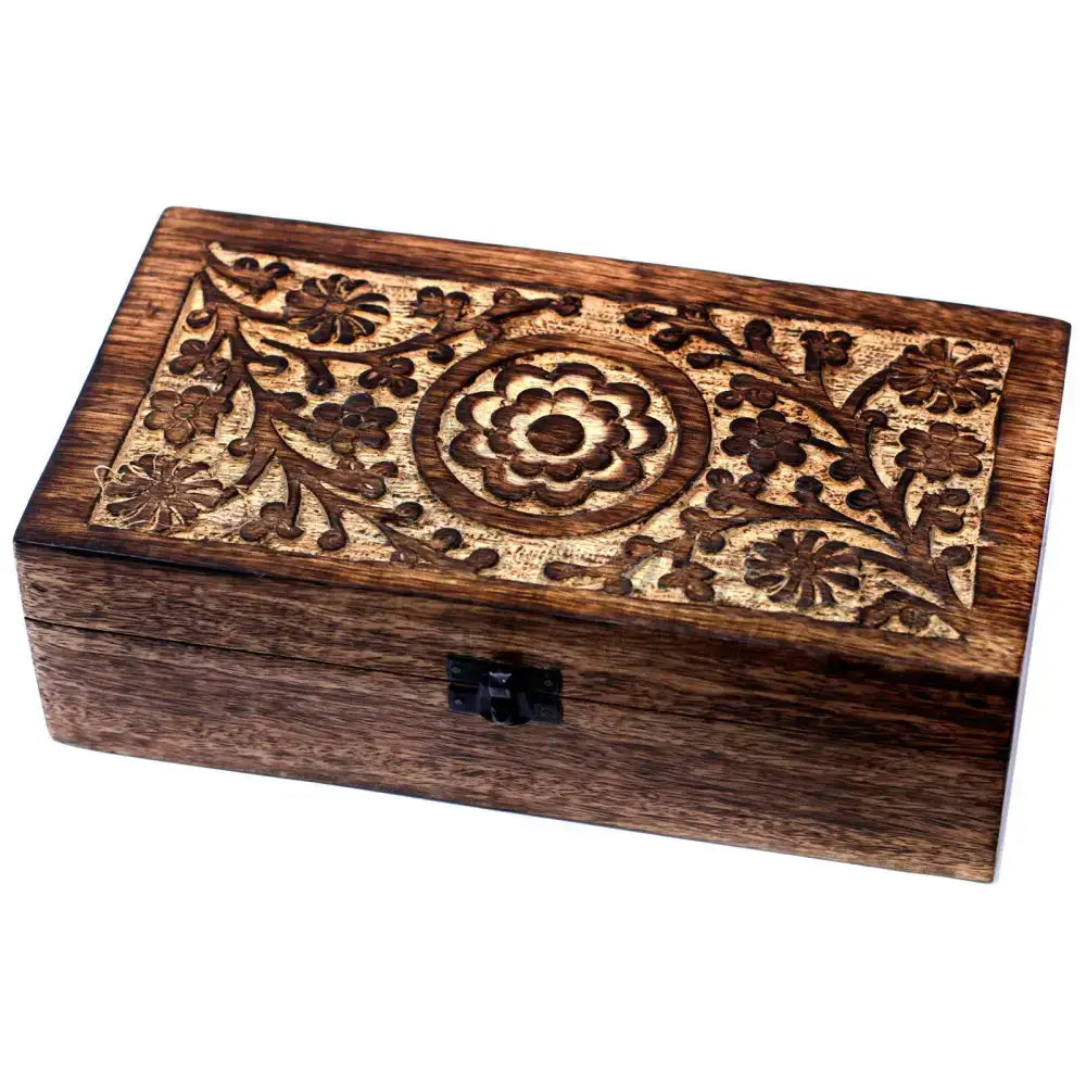 Mango Box oli essenziali floreale (32 scomparti) - Aromatherapy Floral Carved Boxes